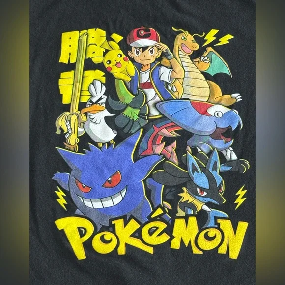 Rockstar Pokémon Graphic T Shirt Black Anime Character Tee - Picture 2 of 5